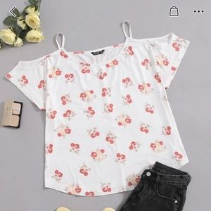 Soft White top with flowersNWOT